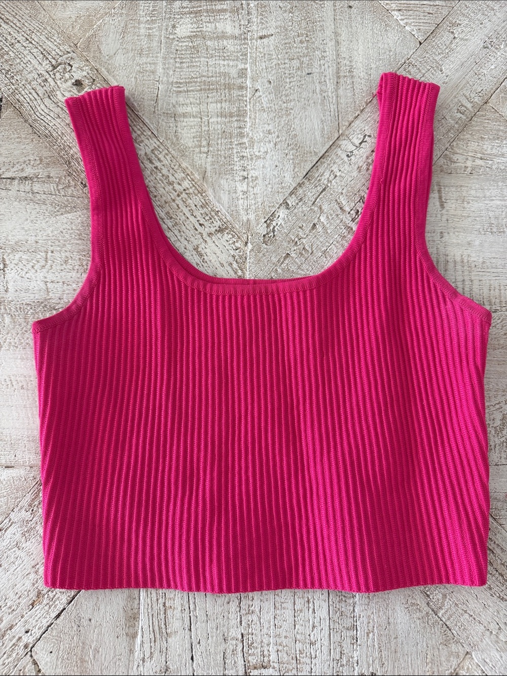 Altar'd State Ribbed Crop Tank — Bright Pink